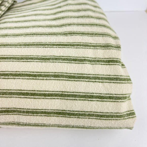 LL Bean Flannel Twin Set Fitted Sheet with Pillow Case Ticking Stripe - Picture 2 of 3